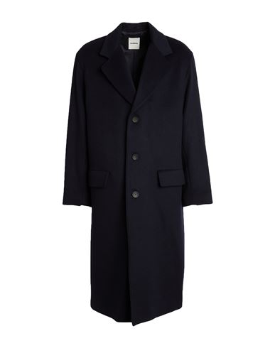 Sandro Man Coat Midnight Blue Size L Virgin Wool, Cashmere In Blue