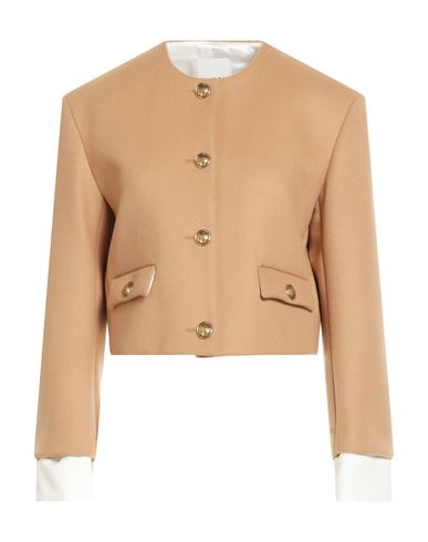 Sandro Woman Jacket Camel Size 10 Wool, Polyamide, Viscose In Brown