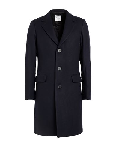 Sandro Man Coat Charcoal Size L Wool, Polyamide, Cashmere, Polyester In Blue