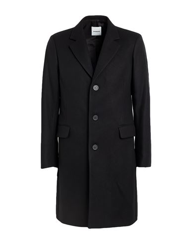 Sandro Man Coat Charcoal Size L Wool, Polyamide, Cashmere, Polyester In Black