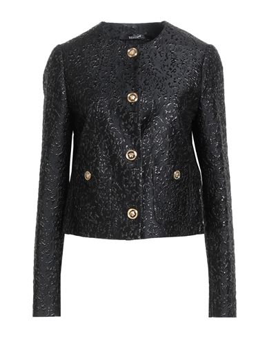 Versace Woman Jacket Black Size 10 Polyester, Metallic Polyester, Silk, Polyamide In Black