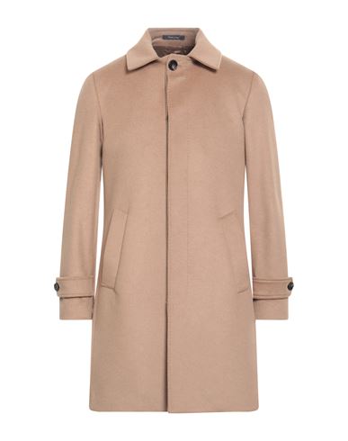 Guarinucci Man Coat Camel Size 44 Polyester, Elastane In Neutral
