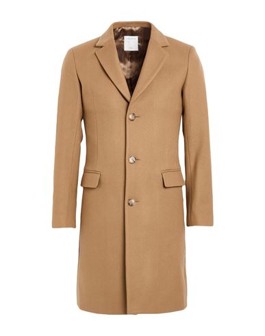 Sandro Man Coat Camel Size Xs Wool, Polyamide, Virgin Wool, Cashmere In Brown