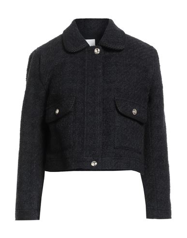 Sandro Woman Jacket Black Size 8 Cotton, Alpaca Wool, Virgin Wool, Polyamide, Modal In Black