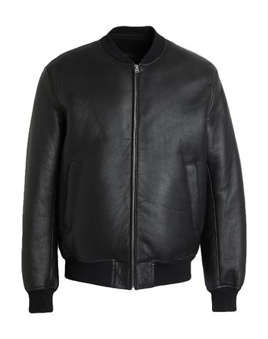 Sandro Man Jacket Black Size M Sheepskin In Black