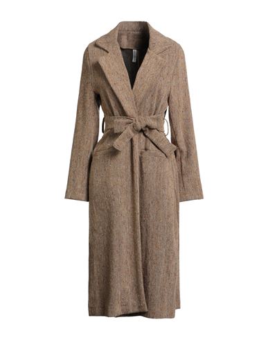 Tensione In Woman Overcoat & Trench Coat Camel Size M Polyester, Wool, Cotton, Acrylic, Silk In Brown
