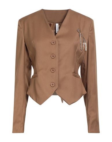 Tensione In Woman Jacket Camel Size M Polyester, Viscose, Elastic Fibres In Brown