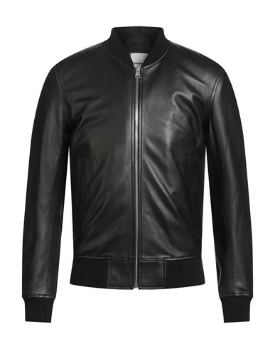 Sandro Man Jacket Black Size S Lambskin, Viscose, Polyamide In Black