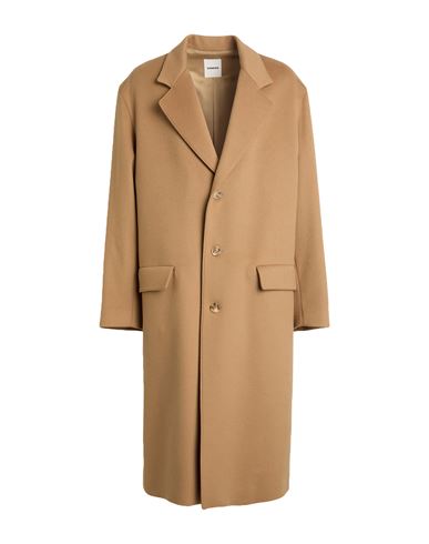 Sandro Man Coat Camel Size L Virgin Wool, Cashmere In Nude