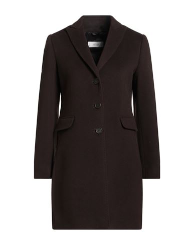 Accuà By Psr Woman Coat Dark Brown Size 4 Virgin Wool, Cashmere In Brown