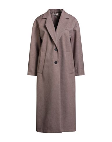 Motel Woman Coat Taupe Size M Polyester, Elastane In Brown
