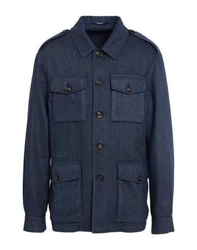Drumohr Man Jacket Navy Size 44 Virgin Wool, Polyester In Blue