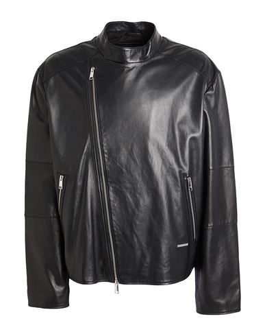 Armani Exchange Man Jacket Black Size L Lambskin In Black