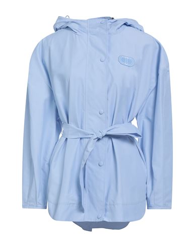 Twinset Woman Overcoat & Trench Coat Sky Blue Size 4 Cotton, Polyamide In Blue
