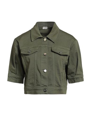 Rebel Queen By Liu •jo Woman Jacket Military Green Size L Cotton, Elastane In Green