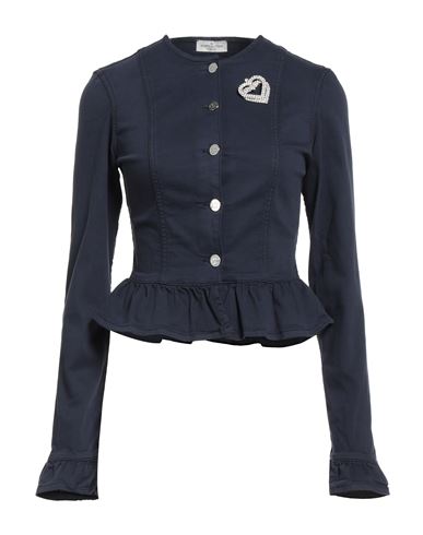 Rebel Queen By Liu •jo Woman Jacket Navy Size Xs Cotton, Elastane In Blue