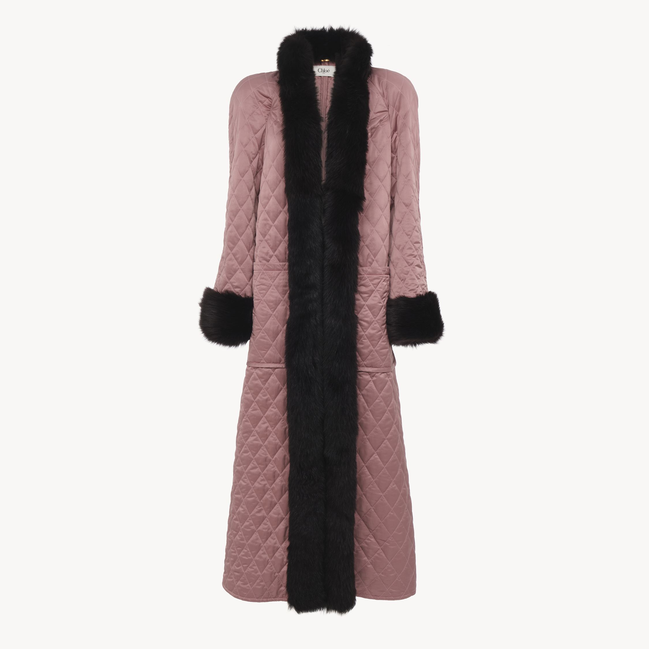 Chloé Shearling-lined Quilted Shell Coat In Brown