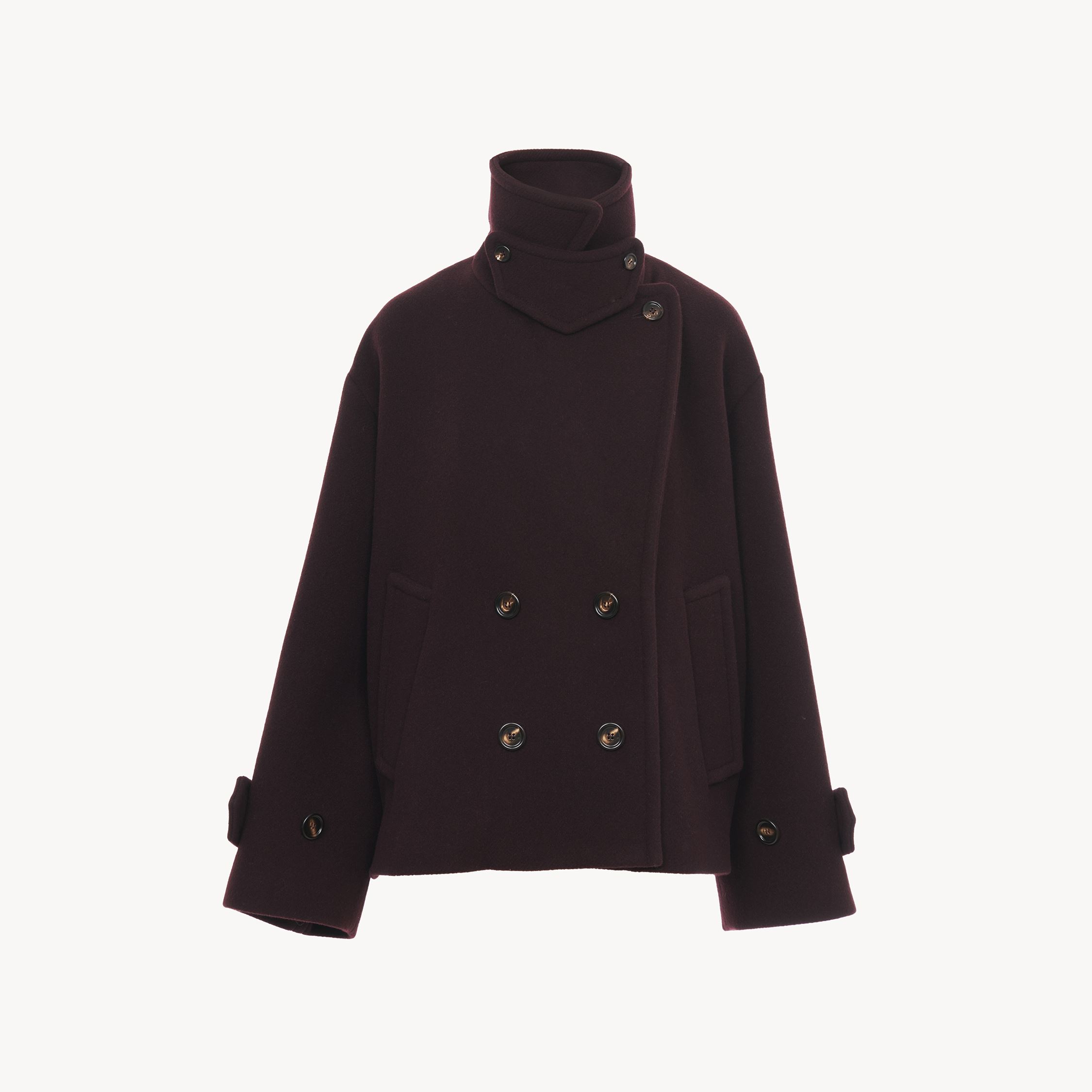 Chloé Oversized Short Coat In Wool In Burgundy