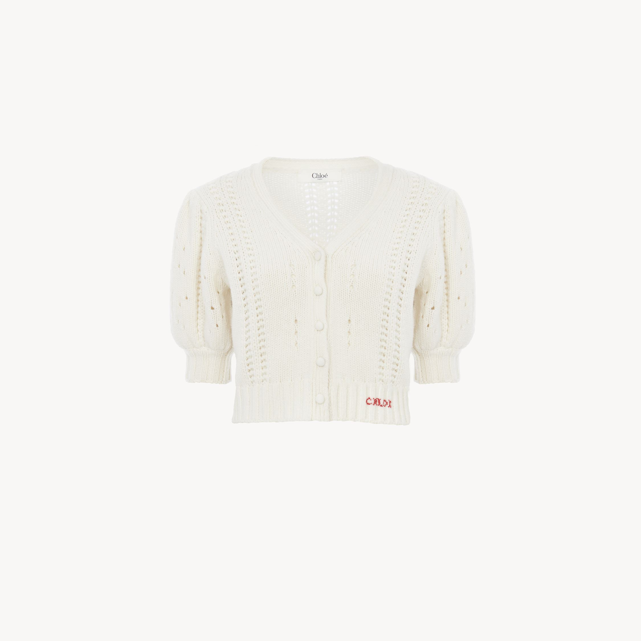 Chloé Chloe Pointelle Wool And Cashmere Cardigan In White
