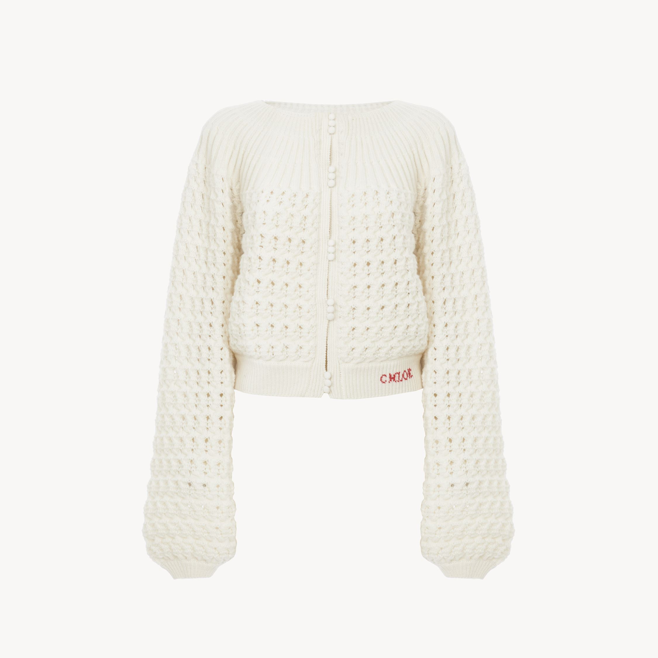 Chloé Milkcolored Wool And Cashmere Knit Cardigan In White