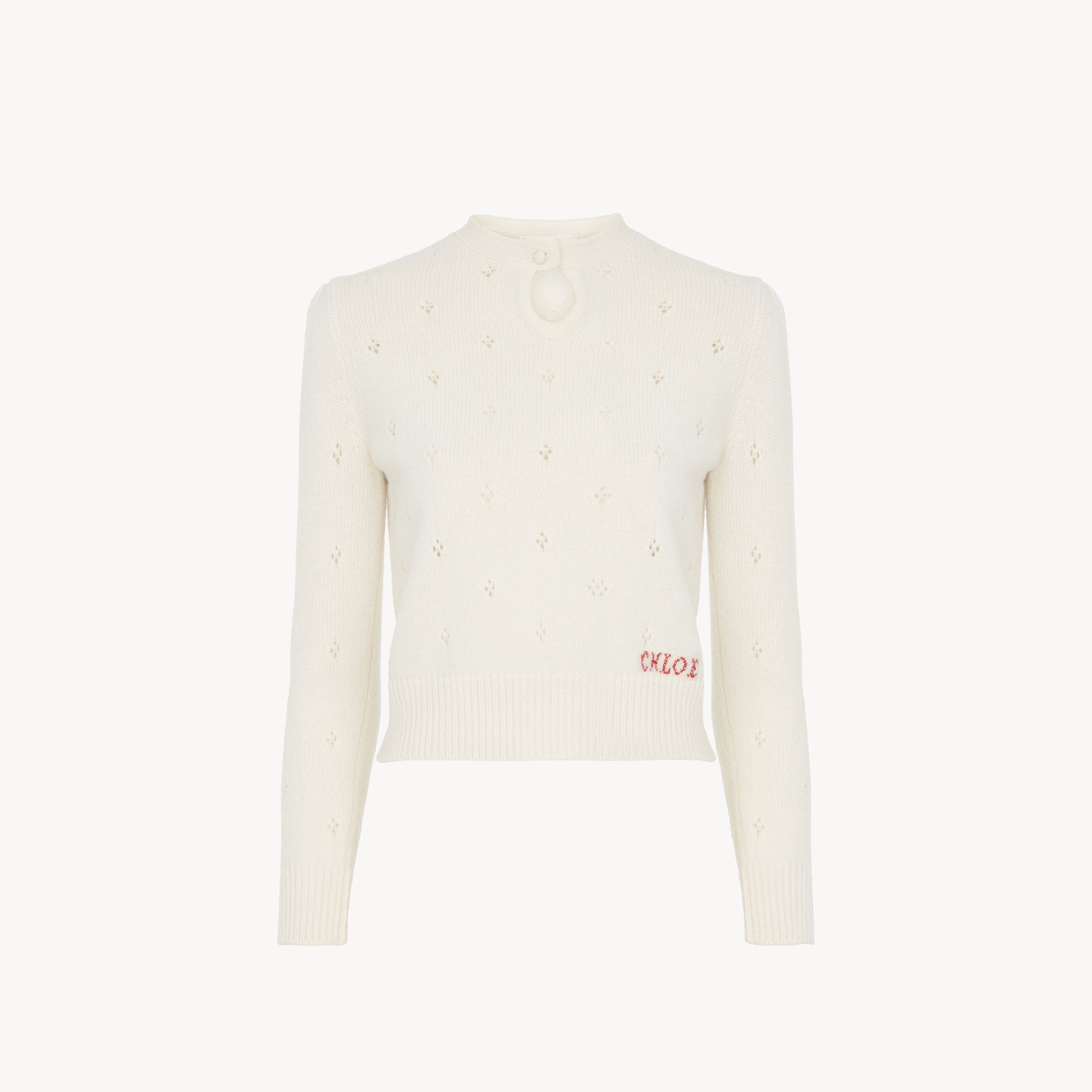 Chloé Chloe Pointelle Wool And Cashmere Sweater In White