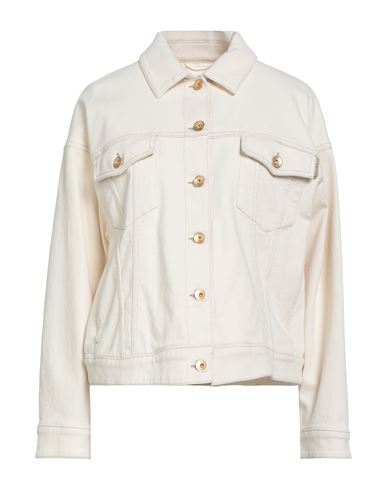 Brunello Cucinelli Woman Denim Outerwear Off White Size 8 Cotton, Elastane In White