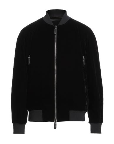Giorgio Armani Velvet Bomber With Ribbed Accents In Black