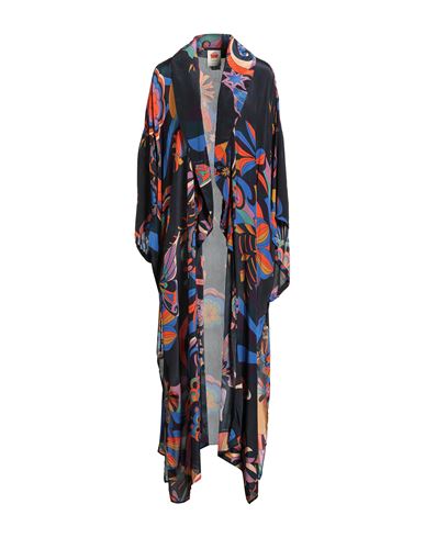 Farm Rio Woman Overcoat & Trench Coat Black Size Xl Viscose In Multi