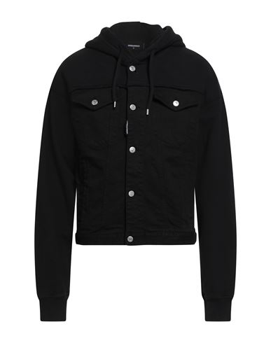 Dsquared2 Cotton-blend Denim Worker Jacket With Hood In Black