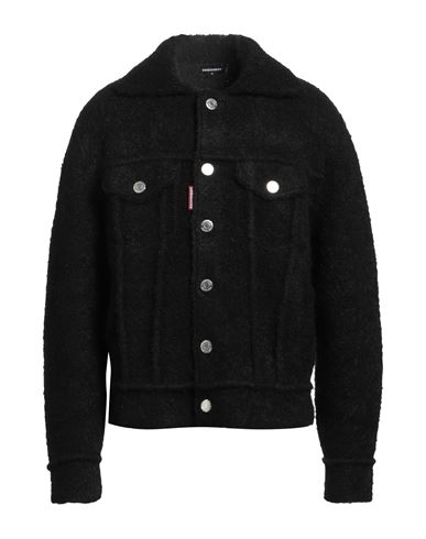 Dsquared2 Man Jacket Black Size L Alpaca Wool, Polyester In Black