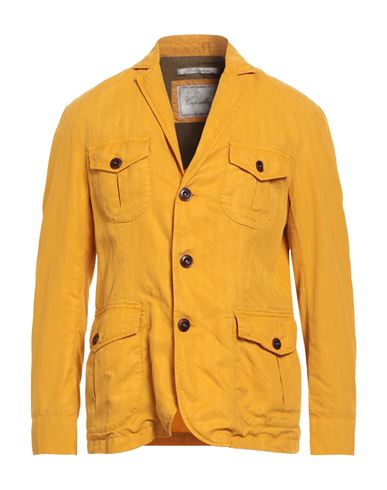 Capalbio Man Blazer Yellow Size 38 Lyocell, Linen, Cotton In Yellow