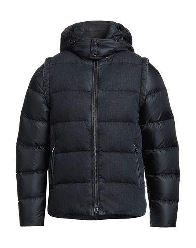 Moorer Man Puffer Navy Size 38 Cotton, Cashmere, Elastane, Polyamide In Blue