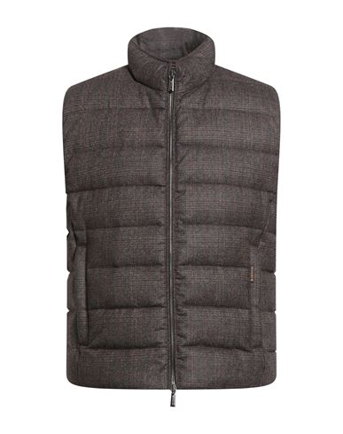 Moorer Man Vest Dark Brown Size 38 Virgin Wool, Elastane In Gray