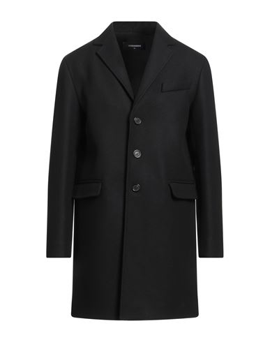 Dsquared2 Man Coat Black Size 46 Virgin Wool, Polyamide, Elastane In Black