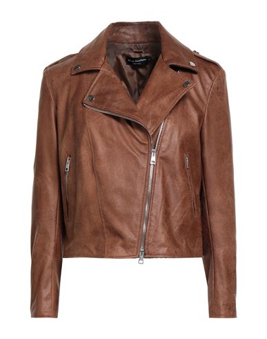 Street Leathers Woman Jacket Tan Size Xl Polyester, Polyurethane In Brown