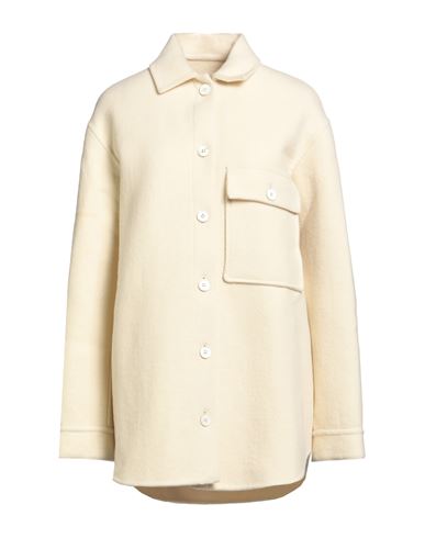 Jil Sander Woman Coat Cream Size M Virgin Wool In White