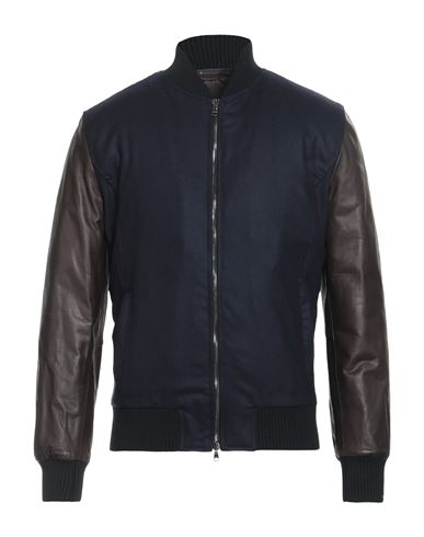 Barba Napoli Man Jacket Navy Size 46 Leather In Blue