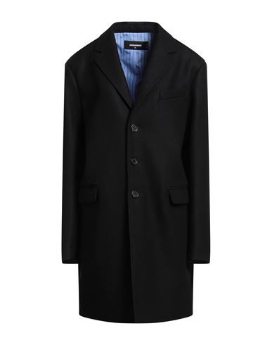 Dsquared2 Woman Coat Black Size 10 Virgin Wool, Polyamide, Elastane In Black
