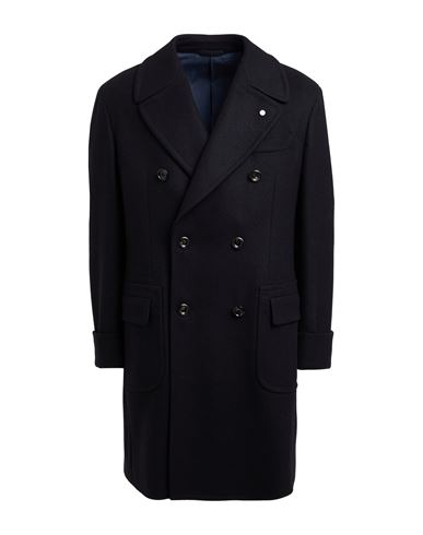 Luigi Bianchi Mantova Man Coat Midnight Blue Size 40 Wool, Cashmere In Black
