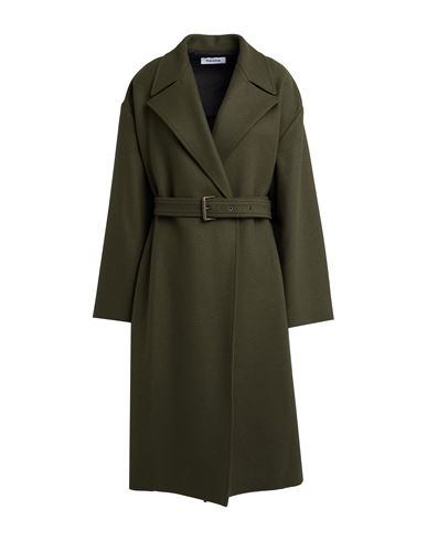 Hache Woman Coat Dark Green Size 10 Wool, Polyamide In Multi