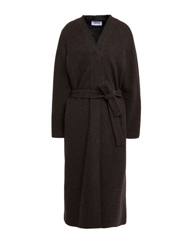 Hache Woman Coat Dark Brown Size 6 Wool, Polyamide, Elastane In Brown