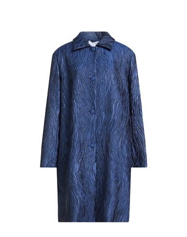 Atelier Legora Woman Overcoat & Trench Coat Navy Size 14 Polyester, Silk, Viscose, Polyamide, Elasta In Blue