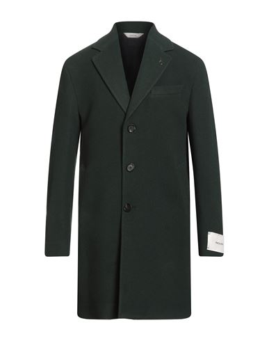 Paoloni Man Coat Dark Green Size 42 Virgin Wool, Polyamide In Black