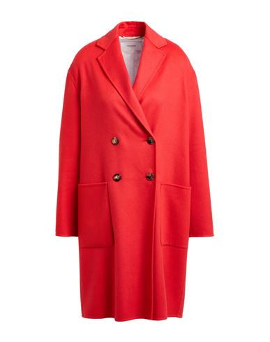 Agnona Woman Coat Tomato Red Size 6 Cashmere In Red