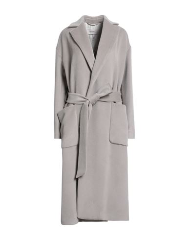 Agnona Woman Coat Light Grey Size 12 Alpaca Wool, Wool, Metal In Silver