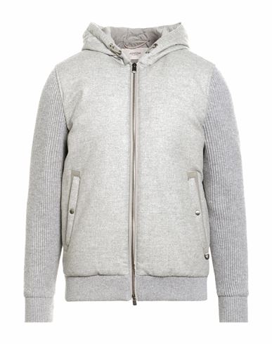Agnona Man Jacket Grey Size 40 Silk, Cashmere, Calfskin In Gray
