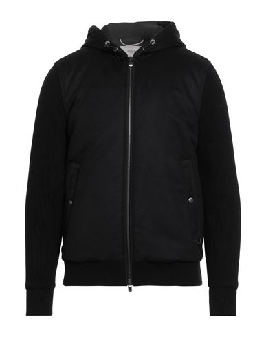 Agnona Man Jacket Black Size 42 Silk, Cashmere, Calfskin In Black