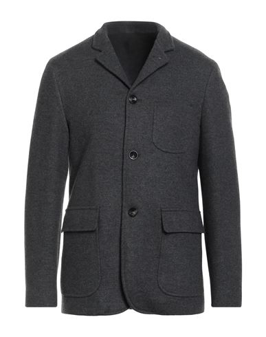 Agnona Man Jacket Grey Size 44 Cashmere, Wool, Calfskin, Metal In Black