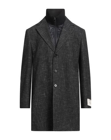 Paoloni Man Coat Black Size 40 Wool, Cotton, Polyester, Acrylic, Polyamide In Gray