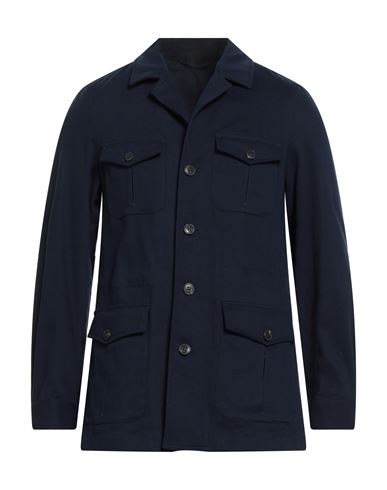 Hackett Man Jacket Navy Size 44 Cotton, Elastane In Blue